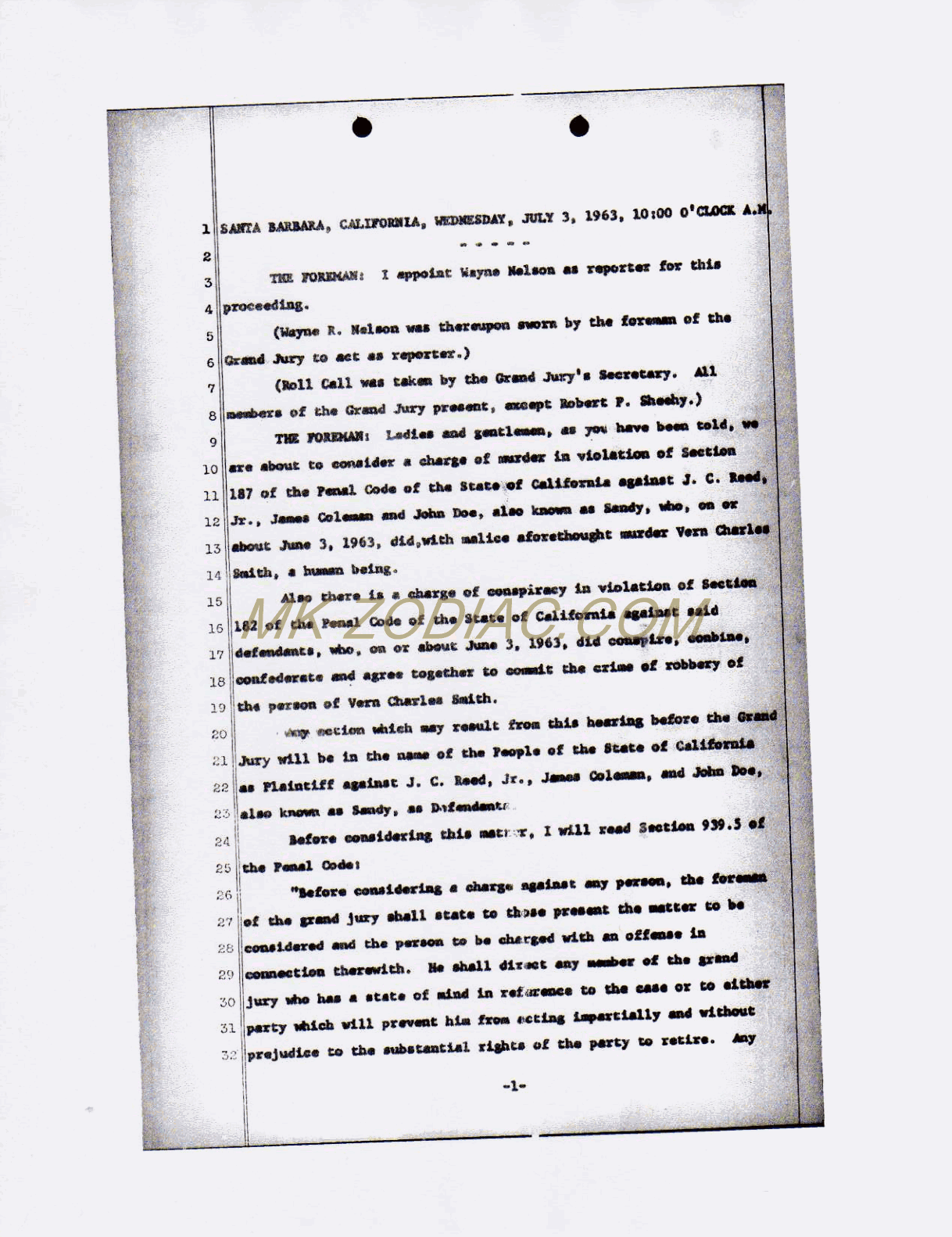 reporter&acute;s transcript - page 1