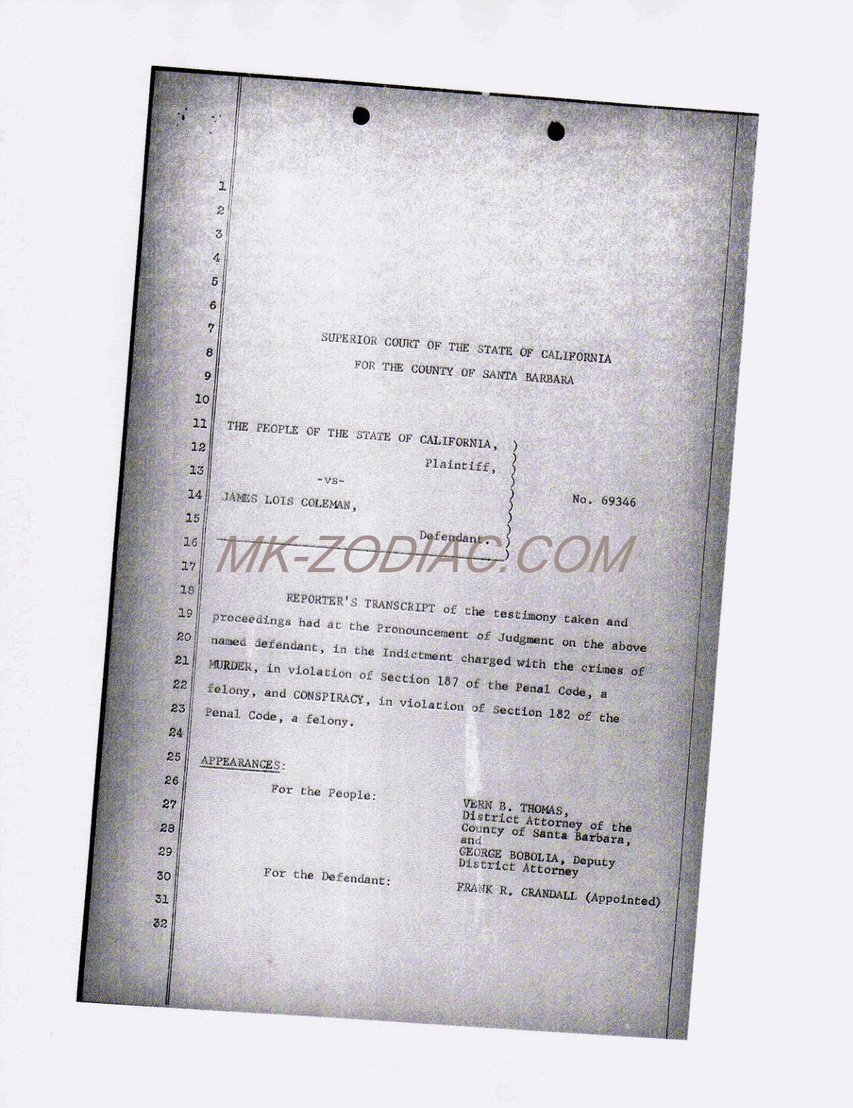 reporter&acute;s transcript for Coleman - page 1