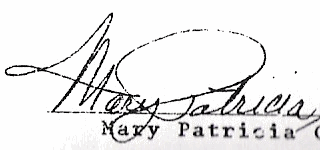 1987 sample of Patricia Hautz´s handwriting from public records
