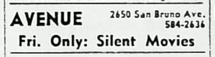 Avenue Theater listing 1969