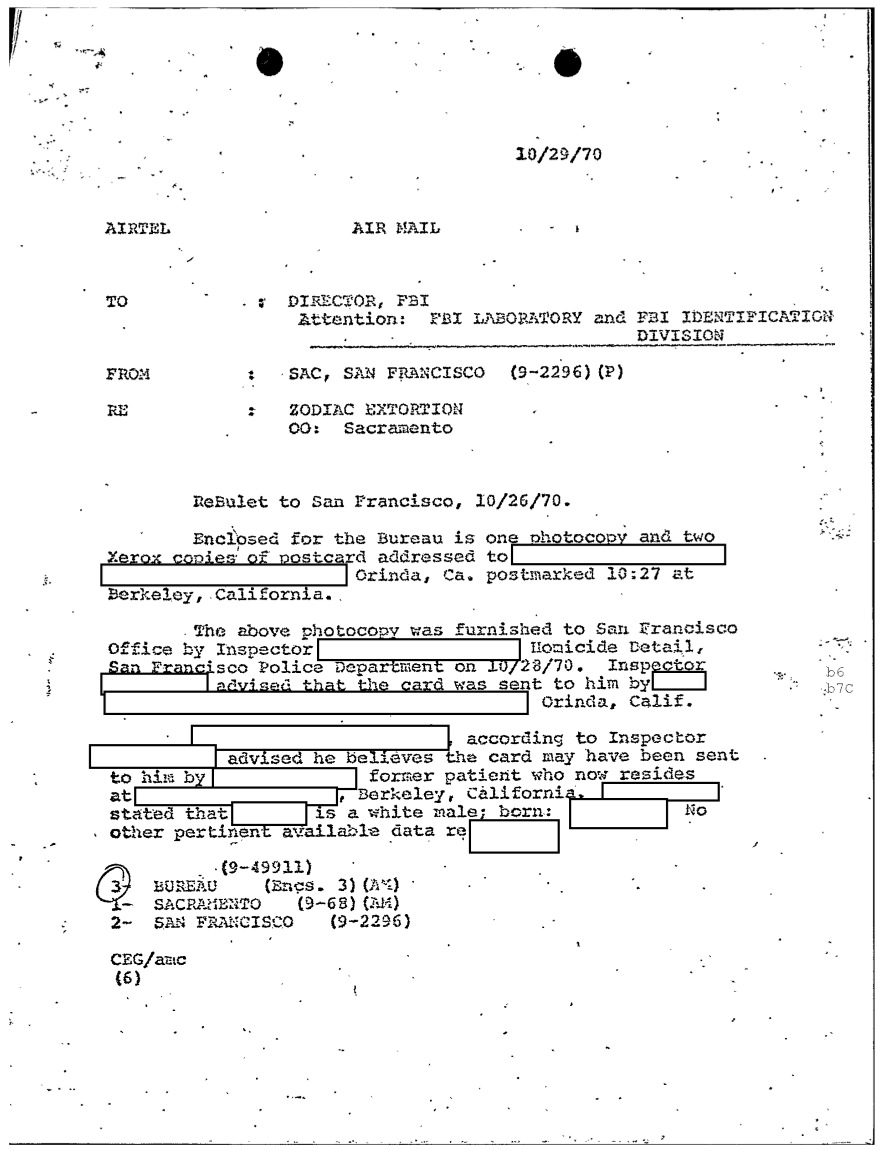 FBI report dated October 29, 1970